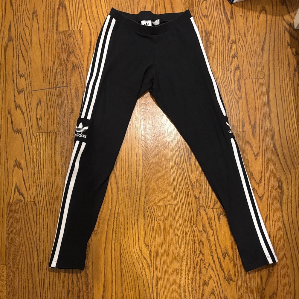 Adidas Black and White Striped Leggings